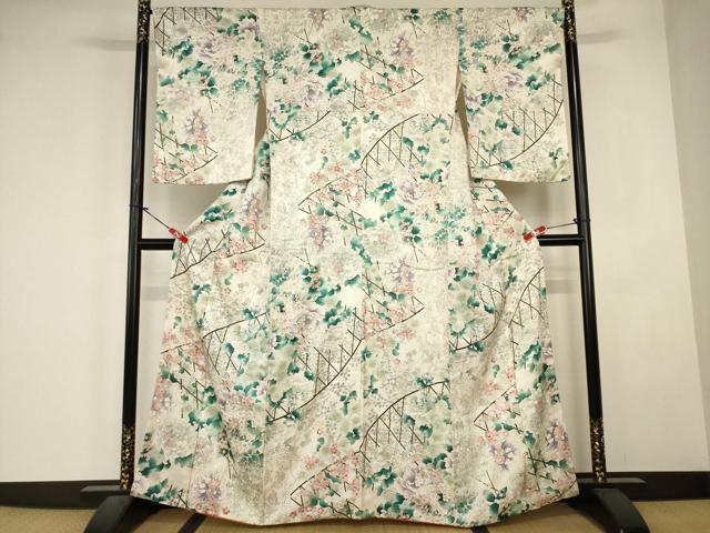 平和屋着物■上質な小紋　籬花文　金彩　正絹　逸品　AABJ5219br