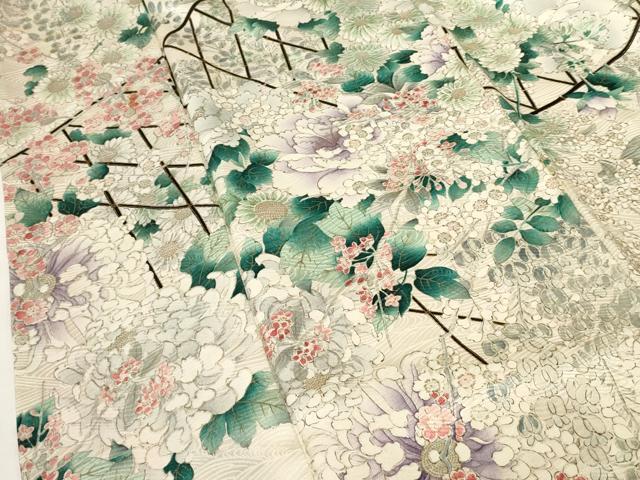 平和屋着物■上質な小紋　籬花文　金彩　正絹　逸品　AABJ5219br