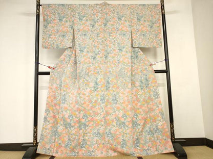 平和屋着物■上質な小紋　草花尽くし　正絹　逸品　AABJ5220br