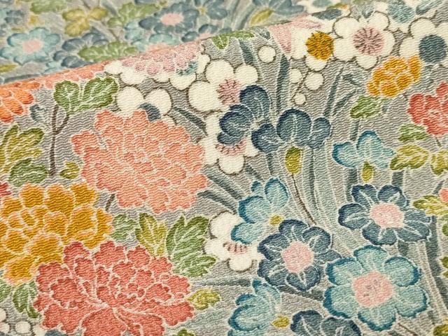 平和屋着物■上質な小紋　草花尽くし　正絹　逸品　AABJ5220br