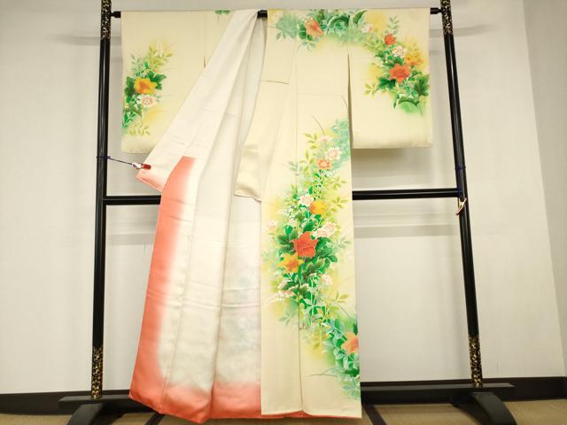 平和屋着物■訪問着　草花文　暈し染め　金彩　正絹　逸品　AABJ5221br
