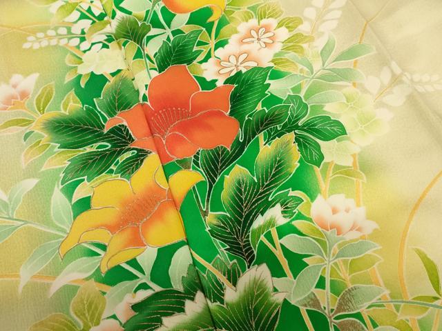 平和屋着物■訪問着　草花文　暈し染め　金彩　正絹　逸品　AABJ5221br