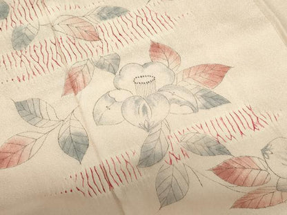 平和屋着物■訪問着　手描き　絞り　椿文　正絹　逸品　AABJ5225br