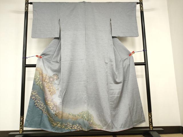 平和屋着物■訪問着　中国三大刺繍　スワトウ刺繍　汕頭刺繍　鏡裏霞文　暈し染め　金彩　正絹　逸品　AABJ5229br