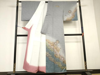 平和屋着物■訪問着　中国三大刺繍　スワトウ刺繍　汕頭刺繍　鏡裏霞文　暈し染め　金彩　正絹　逸品　AABJ5229br