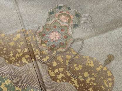 平和屋着物■訪問着　中国三大刺繍　スワトウ刺繍　汕頭刺繍　鏡裏霞文　暈し染め　金彩　正絹　逸品　AABJ5229br