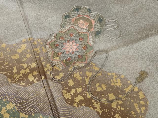 平和屋着物■訪問着　中国三大刺繍　スワトウ刺繍　汕頭刺繍　鏡裏霞文　暈し染め　金彩　正絹　逸品　AABJ5229br