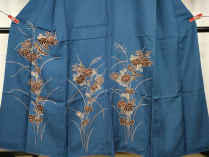 平和屋着物■訪問着　刺繍　草花文　正絹　逸品　AABJ5232br
