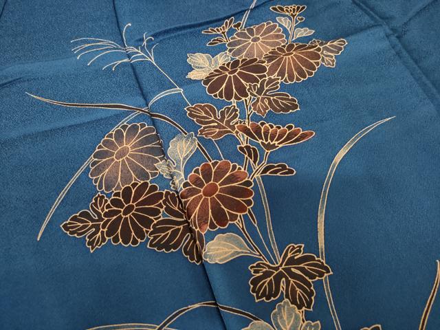 平和屋着物■訪問着　刺繍　草花文　正絹　逸品　AABJ5232br