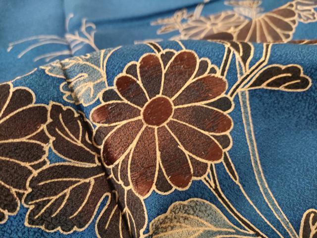 平和屋着物■訪問着　刺繍　草花文　正絹　逸品　AABJ5232br