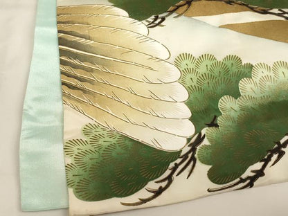 平和屋着物[]お宮参り　男の子　祝着　産着　初着　のしめ　刺繍　鷹　富士山　松　金糸　金彩　逸品　AABJ5243ja