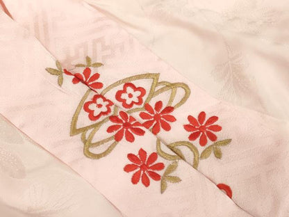 平和屋着物[]七五三　女の子　３歳　祝着　一つ身　長襦袢（袷・半衿刺繍）セット　絞り　花車文　金彩　逸品　AABJ5244ja