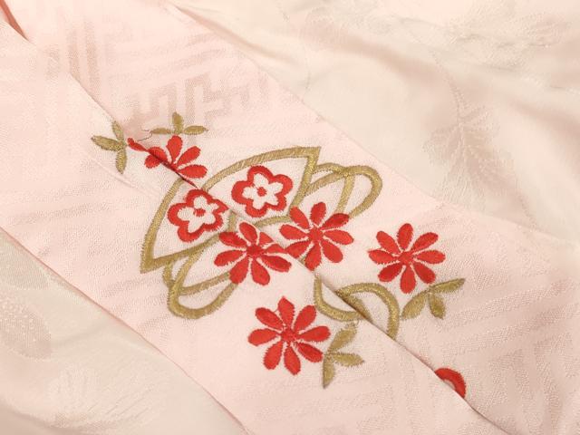 平和屋着物[]七五三　女の子　３歳　祝着　一つ身　長襦袢（袷・半衿刺繍）セット　絞り　花車文　金彩　逸品　AABJ5244ja