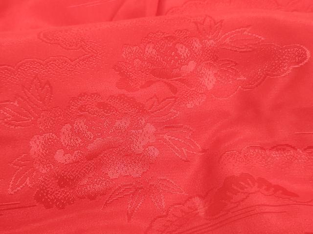 平和屋着物∵子供　女の子　長襦袢　無双仕立て　雲取り花地紋　赤色　半衿刺繍　洗える着物　AABJ5247ja