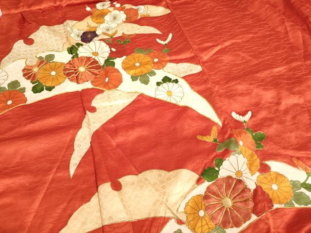 平和屋着物[]七五三　女の子　７歳　祝着　四つ身　駒刺繍　雪輪花文　金彩　逸品　未使用　AABJ5251ja