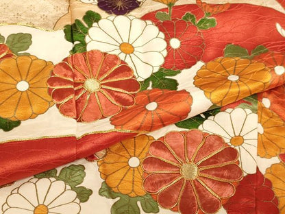平和屋着物[]七五三　女の子　７歳　祝着　四つ身　駒刺繍　雪輪花文　金彩　逸品　未使用　AABJ5251ja