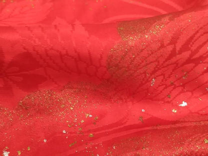 平和屋着物∵子供　女の子　長襦袢　袷　飛鶴花文　金銀彩　半衿刺繍　逸品　AABJ5252ja