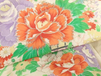 平和屋着物[]夏物　お宮参り　女の子　祝着　産着　初着　のしめ　絽　刺繍　飾花文　銀糸　銀彩　逸品　AABJ5255ja