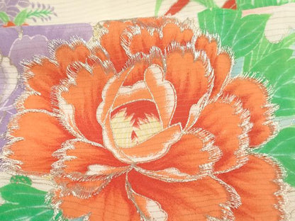 平和屋着物[]夏物　お宮参り　女の子　祝着　産着　初着　のしめ　絽　刺繍　飾花文　銀糸　銀彩　逸品　AABJ5255ja