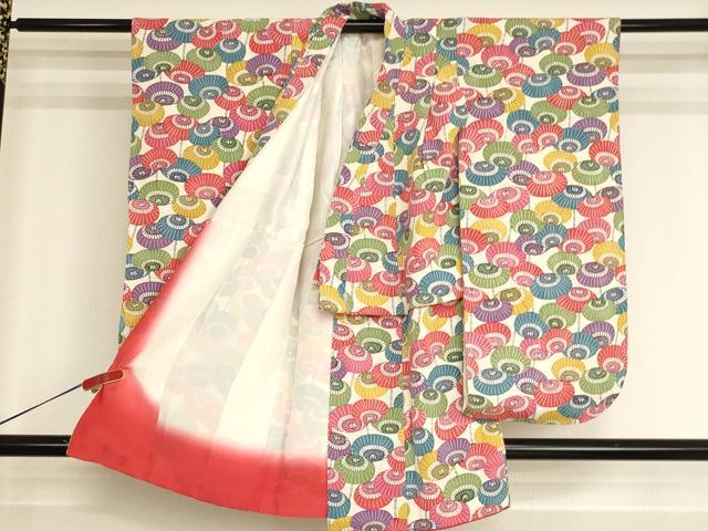 平和屋着物[]七五三　女の子　３歳　祝着　三つ身　型染め　番傘　逸品　AABJ5257ja