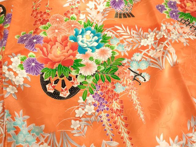平和屋着物[]七五三　女の子　３歳　祝着　一つ身　花車文　金彩　逸品　AABJ5260ja