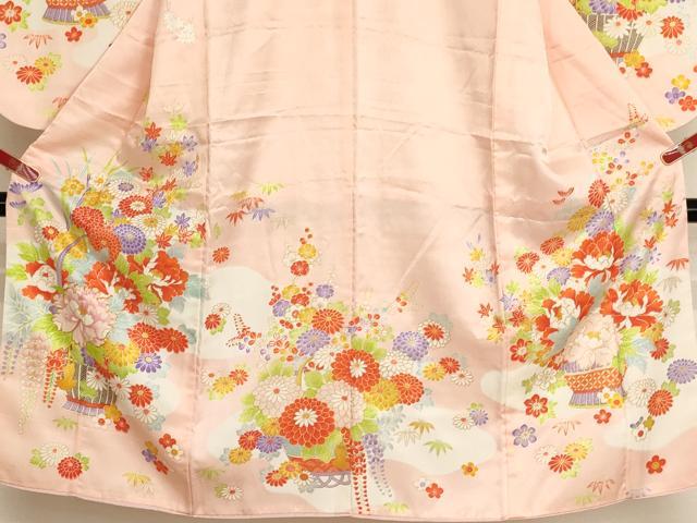 平和屋着物[]七五三　女の子　７歳　祝着　四つ身　駒刺繍　花籠文　金彩　AABJ5264ja