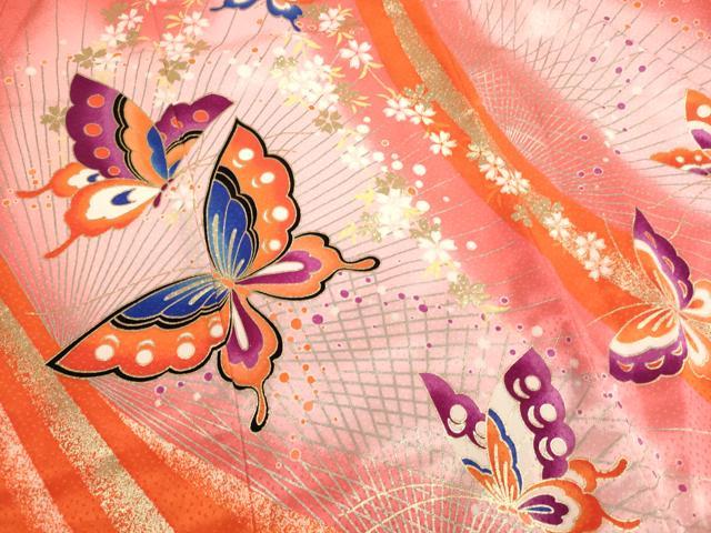 平和屋着物[]七五三　女の子　３歳　祝着　三つ身　肌襦袢（半衿刺繍）セット　舞蝶桜文　暈し染め　金銀彩　AABJ5266ja