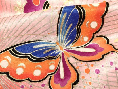 平和屋着物[]七五三　女の子　３歳　祝着　三つ身　肌襦袢（半衿刺繍）セット　舞蝶桜文　暈し染め　金銀彩　AABJ5266ja