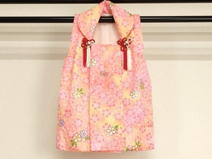 平和屋着物[]七五三　女の子　３歳　被布　舞桜文　暈し染め　金彩　AABJ5270ja