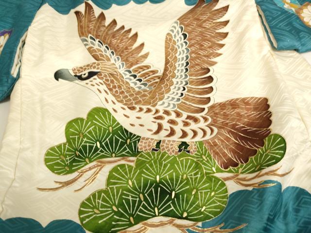 平和屋着物[]七五三　男の子　祝着・袖無し羽織セット　一つ実　鷹　松　金彩　逸品　AABJ5273ja