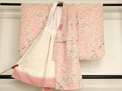 平和屋着物[]七五三　女の子　３歳　祝着　三つ身　枝梅文　逸品　AABJ5274ja