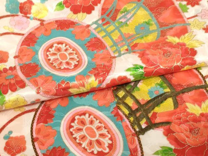 平和屋着物[]七五三　女の子　３歳　祝着　三つ身 長襦袢（無双仕立て）セット 駒刺繍 花鼓文 暈し染め 金彩 洗える着物 未使用 AABJ5275ja