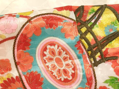 平和屋着物[]七五三　女の子　３歳　祝着　三つ身 長襦袢（無双仕立て）セット 駒刺繍 花鼓文 暈し染め 金彩 洗える着物 未使用 AABJ5275ja