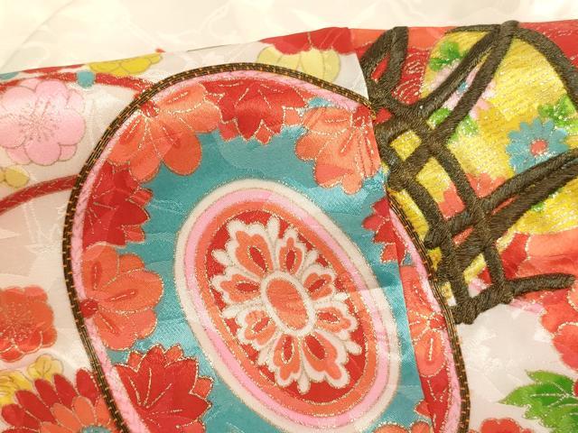 平和屋着物[]七五三　女の子　３歳　祝着　三つ身 長襦袢（無双仕立て）セット 駒刺繍 花鼓文 暈し染め 金彩 洗える着物 未使用 AABJ5275ja