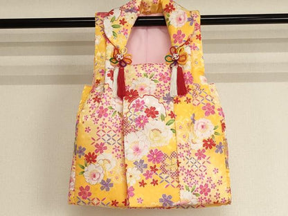 平和屋本店[]七五三　女の子　３歳　祝着　三つ身　長襦袢（単衣）・被布・小物セット 暈し染め 金彩 箱付き 洗える着物 未使用 AABJ5281ja