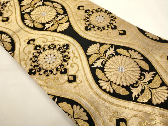 平和屋着物[]女の子 子供 全通柄袋帯 立涌花文 金銀糸 開き仕立て 逸品 AABJ5286ja