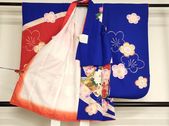 平和屋着物[]七五三　女の子　３歳　祝着　三つ身　舞蝶御所車花文　金彩　鈴乃屋扱い　逸品　AABJ5292ja