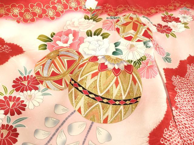 平和屋着物[]お宮参り　女の子　祝着　産着　初着　のしめ　絞り　花手毬文　暈し染め　金銀彩　逸品　AABJ5293ja