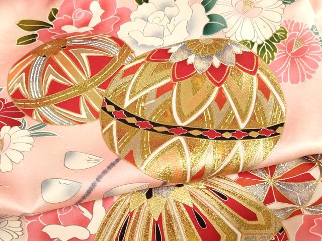 平和屋着物[]お宮参り　女の子　祝着　産着　初着　のしめ　絞り　花手毬文　暈し染め　金銀彩　逸品　AABJ5293ja