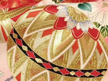 平和屋着物[]お宮参り　女の子　祝着　産着　初着　のしめ　絞り　花手毬文　暈し染め　金銀彩　逸品　AABJ5293ja