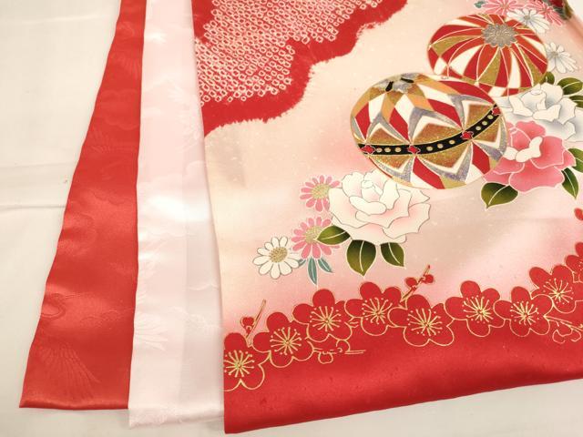 平和屋着物[]お宮参り　女の子　祝着　産着　初着　のしめ　絞り　花手毬文　暈し染め　金銀彩　逸品　AABJ5293ja