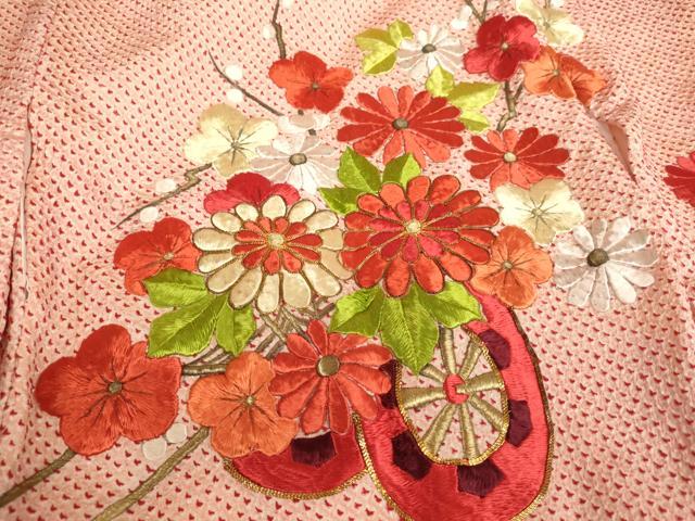 平和屋着物[]お宮参り　女の子　祝着　産着　初着　のしめ　総絞り　駒刺繍　花車文　金糸　逸品　AABJ5294ja