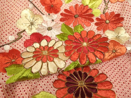 平和屋着物[]お宮参り　女の子　祝着　産着　初着　のしめ　総絞り　駒刺繍　花車文　金糸　逸品　AABJ5294ja