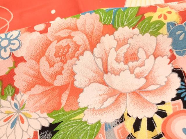 平和屋着物[]女の子 子供 長襦袢 袷 飛鶴花車文 逸品 未使用 AABJ5295ja