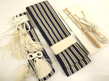 平和屋着物[]七五三　男の子　行灯袴・小物セット　縞　逸品　未使用　AABJ5299ja