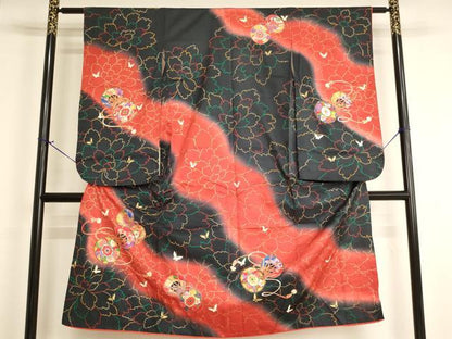 平和屋着物[]七五三　女の子　７歳　祝着　四つ身　花鼓文　暈し染め　金彩　AABJ5303ja