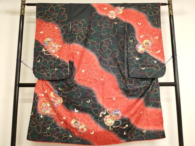 平和屋着物[]七五三　女の子　７歳　祝着　四つ身　花鼓文　暈し染め　金彩　AABJ5303ja