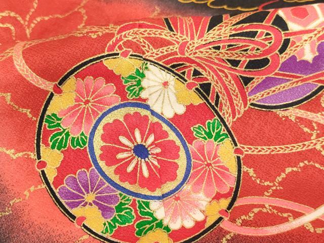 平和屋着物[]七五三　女の子　７歳　祝着　四つ身　花鼓文　暈し染め　金彩　AABJ5303ja