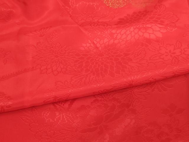 平和屋着物[]女の子 子供 長襦袢 袷 花車地紋 赤色 金彩 半衿刺繍 逸品 AABJ5306ja