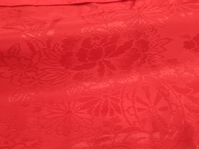 平和屋着物[]女の子 子供 長襦袢 袷 花車地紋 赤色 金彩 半衿刺繍 逸品 AABJ5306ja